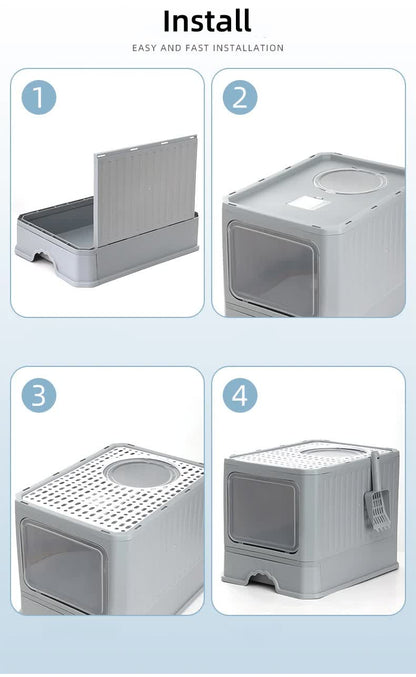Top-Entry Cat Litter Box with Drawer-Enclosed Design, Easy Clean, Odor Control, Anti-Tracking Lid Pink V888-ELOSUNG10175