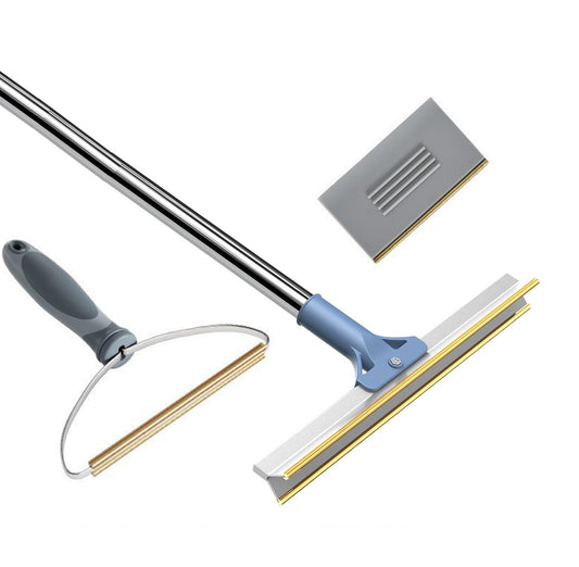 Pet Hair Removal Tool Set - Multi-Purpose Sweeper with Scraper and Handheld Fur Remover Grey V888-ELOSUNG10440