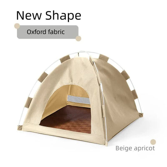 Outdoor Cat House,Pet Tent -Windproof and Dustproof Shelter for Small Pets, Apricot, Size: M 40*40*37cm V888-ELOSUNG10463