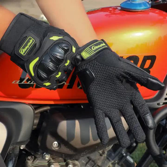 High-Performance Motorcycle Riding Gloves with Hard Knuckle Protection - Anti-Slip, Touchscreen Compatible, V888-ELOSUNG10563