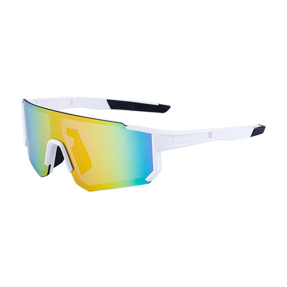 White Frame Sports Sunglasses with Rainbow Mirrored Lens | UV400 Multi-Sport Eyewear V888-ELOSUNG10583
