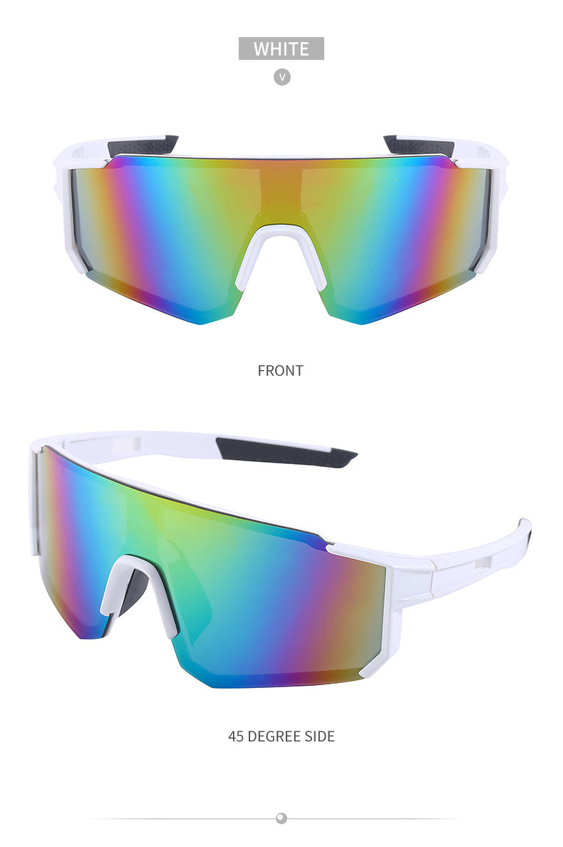 White Frame Sports Sunglasses with Rainbow Mirrored Lens | UV400 Multi-Sport Eyewear V888-ELOSUNG10583