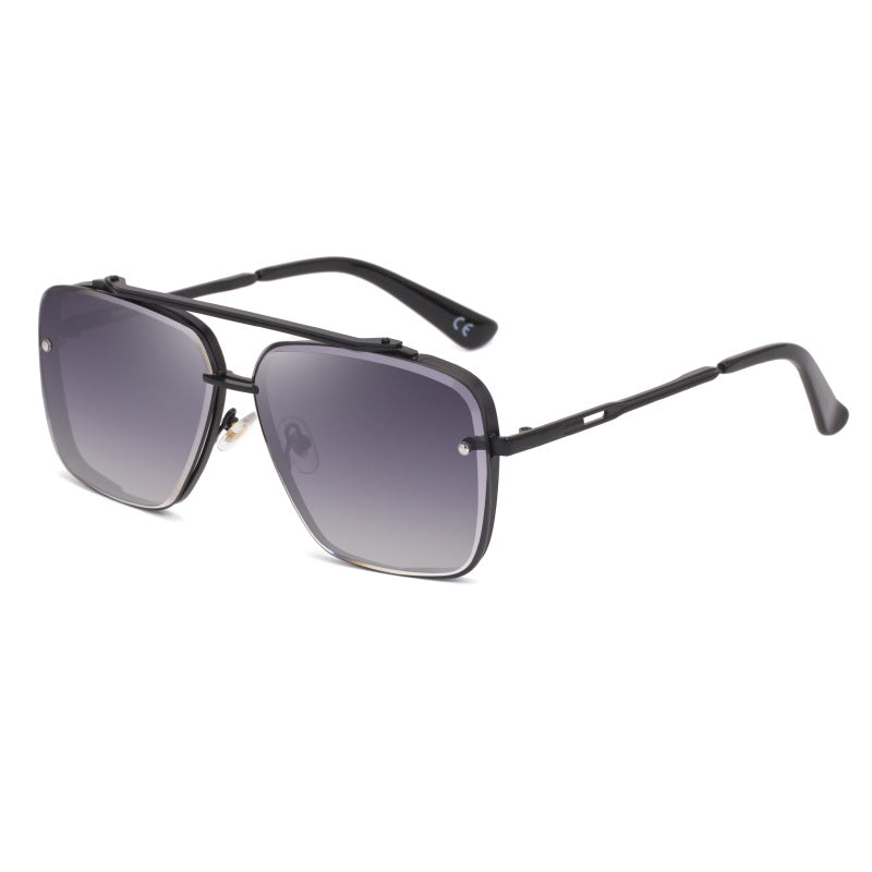 Black Grey Square Sunglasses,Fashionable Men's Metal, UV400 Gradient Lenses for Timeless Style V888-ELOSUNG10597