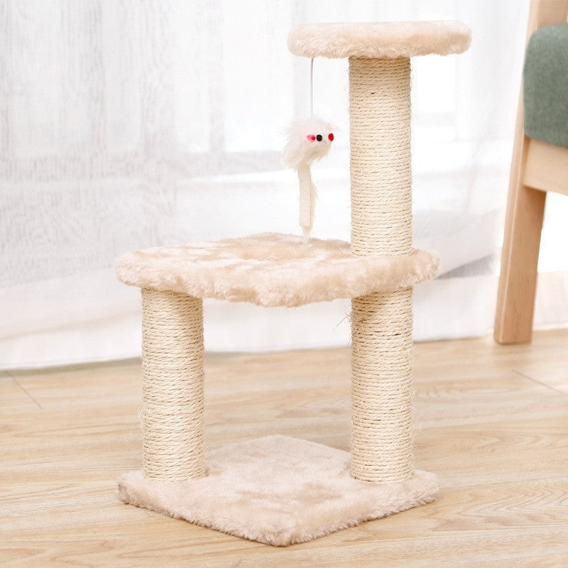 Cat Tree with Two Platforms, Scratching Posts, and Hanging Mouse Toy 40*15*20cm V888-ELOSUNG10676