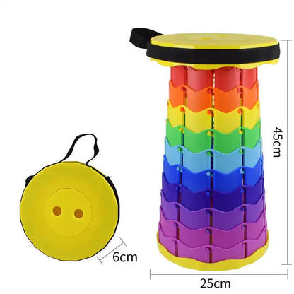 Rainbow Telescopic Stool - Collapsible, Portable, Foldable, and Adjustable Compact Chair (Yellow-Top) V888-ELOSUNG10707