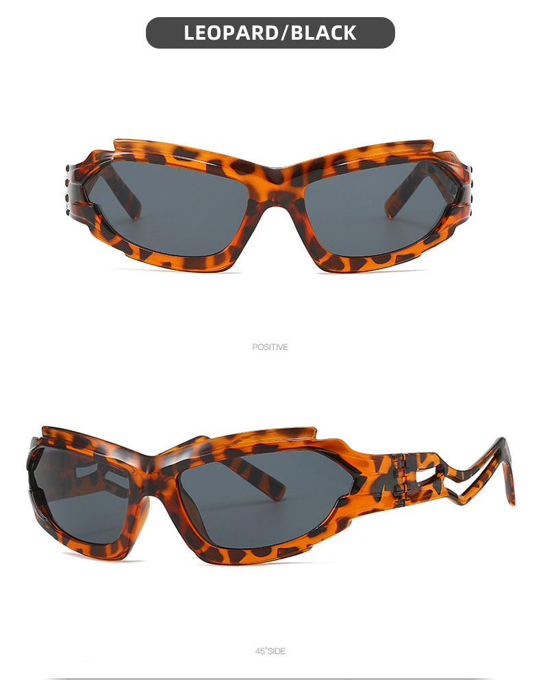 Futuristic Sports Wrap Man Sunglasses - Bold Leopard Frames with UV Protection V888-ELOSUNG10720