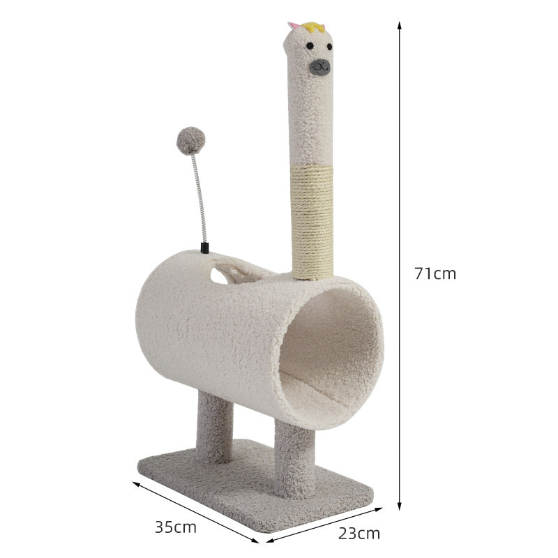 Interactive Cat Tunnel & Scratching Post with Spring Toy - Cozy Playtime for Kittens white 35*23*71cm V888-ELOSUNG10727