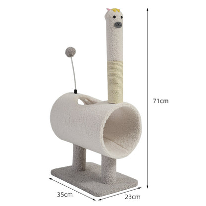 Interactive Cat Tunnel & Scratching Post with Spring Toy - Cozy Playtime for Kittens white 35*23*71cm V888-ELOSUNG10727