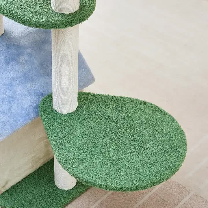 Floral Cat Tree with Cozy Hideaway and Scratching Posts (50x38x90 cm) V888-ELOSUNG10730