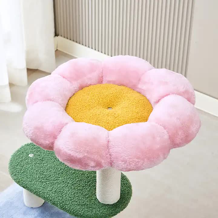 Floral Cat Tree with Cozy Hideaway and Scratching Posts (50x38x90 cm) V888-ELOSUNG10730