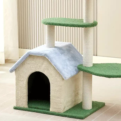 Floral Cat Tree with Cozy Hideaway and Scratching Posts (50x38x90 cm) V888-ELOSUNG10730