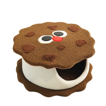 Adorable Cookie-Shaped Cat Bed - Cozy and Playful Pet Hideout (50x20 cm) V888-ELOSUNG10731