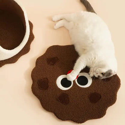Adorable Cookie-Shaped Cat Bed - Cozy and Playful Pet Hideout (50x20 cm) V888-ELOSUNG10731