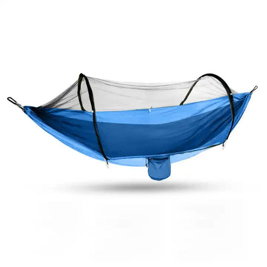 Outdoor Camping Hammock with Mosquito Net - 240x100cm Lightweight Portable Hammock Single Blue V888-ELOSUNG10735