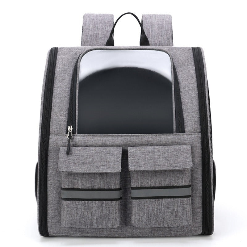 Grey Collapsible Pet Carrier Backpack with Trolley Sleeve V888-ELOSUNG10814
