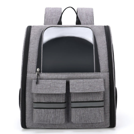 Grey Collapsible Pet Carrier Backpack with Trolley Sleeve V888-ELOSUNG10814