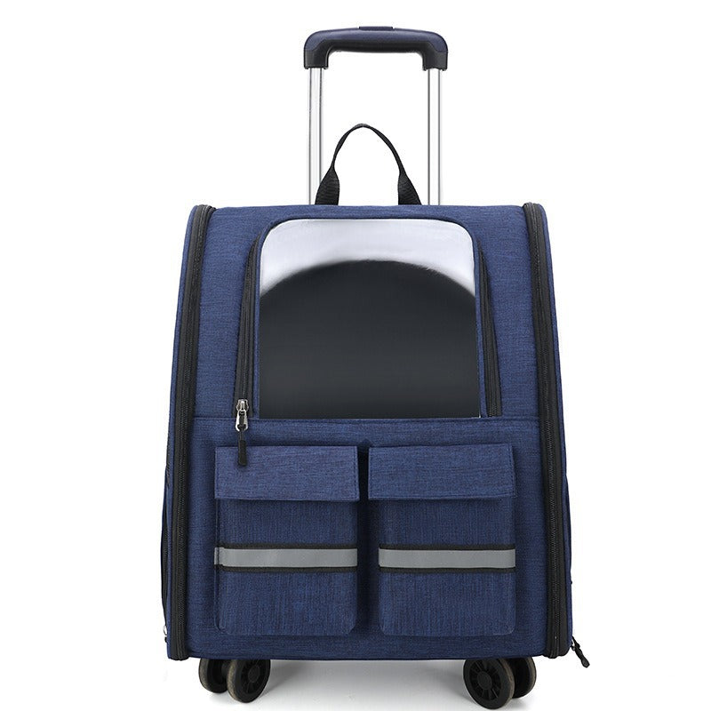 Blue 3-in-1 Pet Carrier: Rolling Backpack with Collapsible Design V888-ELOSUNG10820