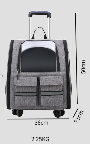 Blue 3-in-1 Pet Carrier: Rolling Backpack with Collapsible Design V888-ELOSUNG10820