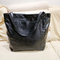 Vintage PU Leather Tote Bag - Stylish and Spacious Everyday Shoulder Bag (Black) V888-ELOSUNG10853