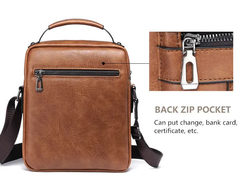 Men's Vintage Leather Shoulder Bag - Multi-Compartment Crossbody Messenger Bag 22cm(L)*8cm(W)*26cm(H)(Light V888-ELOSUNG10859