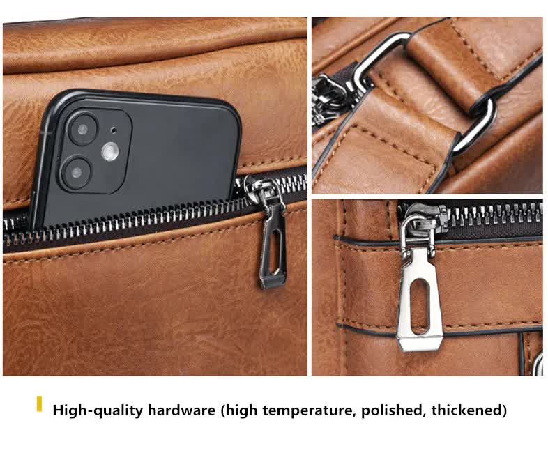 Men's Vintage Leather Shoulder Bag - Multi-Compartment Crossbody Messenger Bag 22cm(L)*8cm(W)*26cm(H)(Light V888-ELOSUNG10859