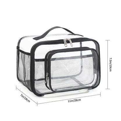 Clear PVC Tote Bag with Handle - Transparent Stadium-Approved Travel Organizer(Black) V888-ELOSUNG10901