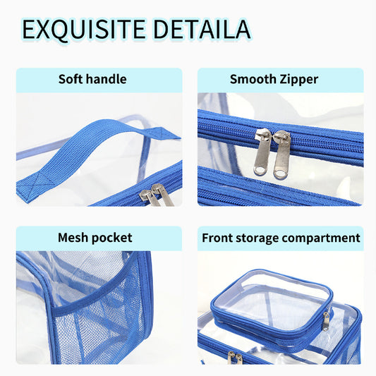 Clear PVC Tote Bag with Handle - Transparent Stadium-Approved Travel Organizer(Black) V888-ELOSUNG10901