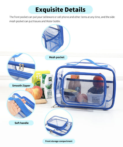 Clear PVC Tote Bag with Handle - Transparent Stadium-Approved Travel Organizer(Black) V888-ELOSUNG10901
