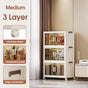 Stackable Storage Boxes with Transparent Doors - Modular Organizer for Home & Pantry 55*32*94cm (3 layer ) V888-ELOSUNG10911