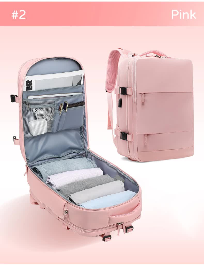 Multi-Compartment Travel Backpack with Shoe Storage and Wet-Dry Separation (Pink)31cm(L)*17cm(W)*42cm(H) V888-ELOSUNG10937