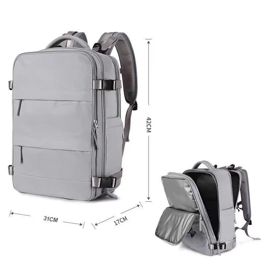 Multi-Compartment Travel Backpack with Shoe Storage and Wet-Dry Separation (Gray)31cm(L)*17cm(W)*42cm(H) V888-ELOSUNG10945