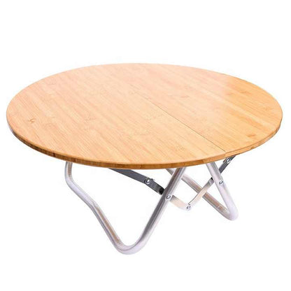 Portable Bamboo Folding Camping Table - Lightweight Round Table with Aluminum Alloy Frame for Outdoor V888-ELOSUNG1095