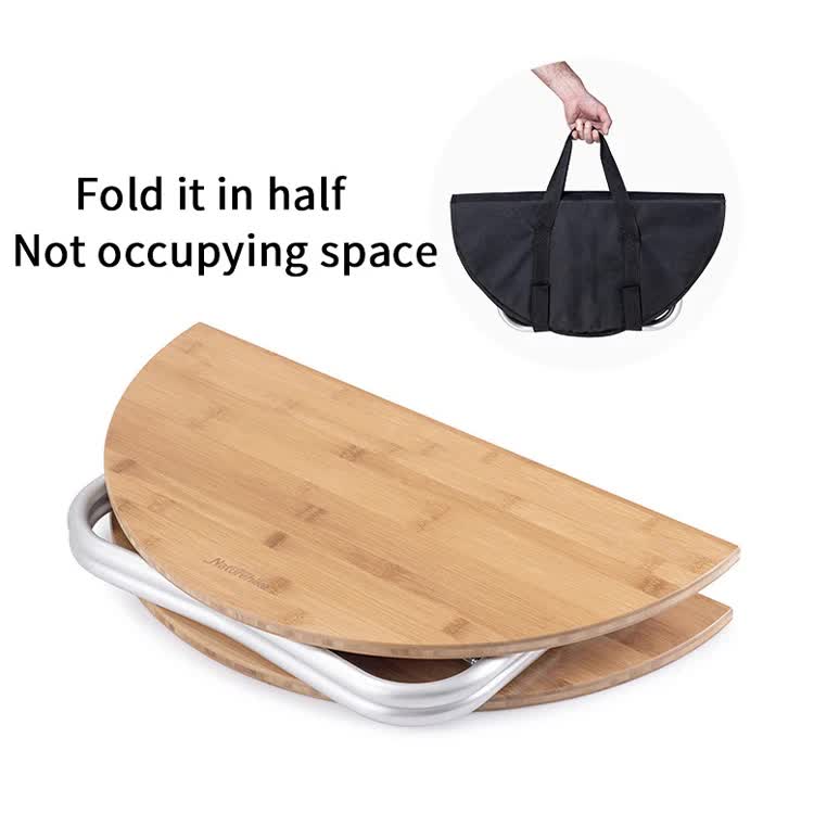 Portable Bamboo Folding Camping Table - Lightweight Round Table with Aluminum Alloy Frame for Outdoor V888-ELOSUNG1095