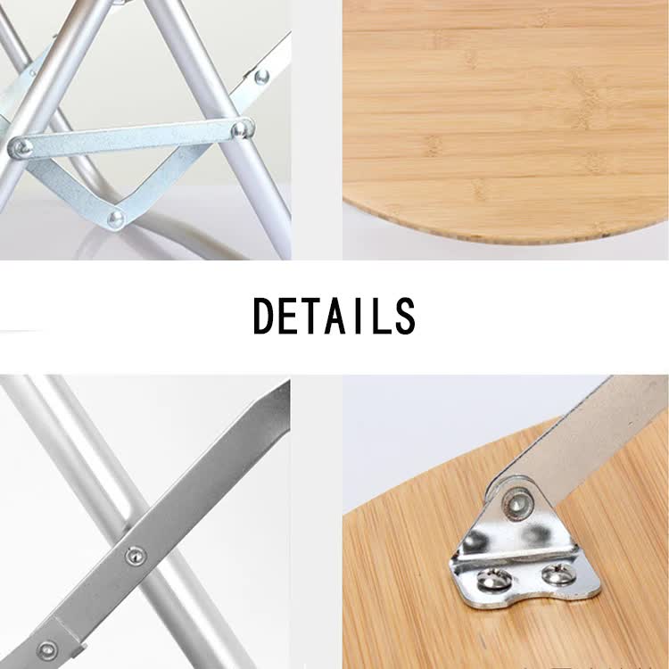 Portable Bamboo Folding Camping Table - Lightweight Round Table with Aluminum Alloy Frame for Outdoor V888-ELOSUNG1095