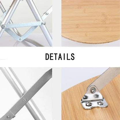 Portable Bamboo Folding Camping Table - Lightweight Round Table with Aluminum Alloy Frame for Outdoor V888-ELOSUNG1095