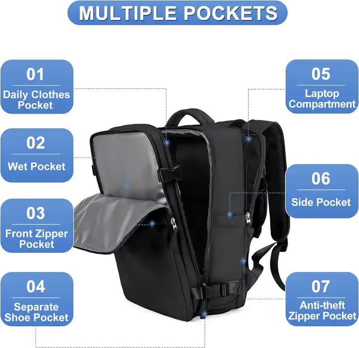 Water-Resistant Laptop Backpack with USB Charging Port and Wet-Dry Separation (Brown) V888-ELOSUNG10954