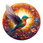 Round Hummingbird Wooden Puzzle - Vibrant Floral Design (M-paper box-H159) V888-ELOSUNG10957