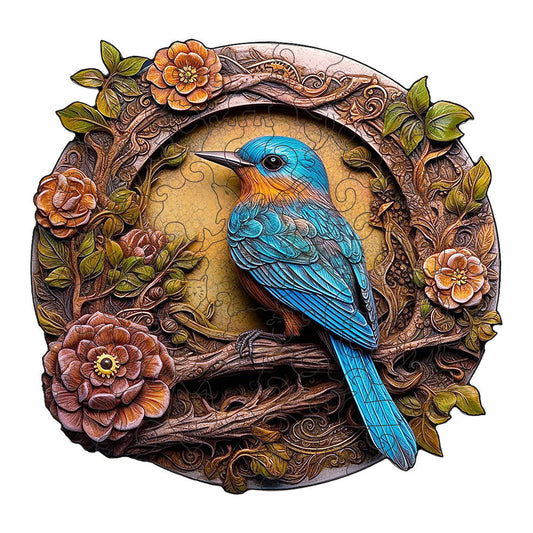 Bluebird Wooden Puzzle - Circular Nature-Inspired Art Puzzle(L-paper box-H184) V888-ELOSUNG10970
