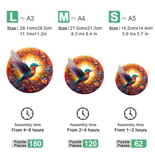 Bluebird Wooden Puzzle - Circular Nature-Inspired Art Puzzle(L-paper box-H184) V888-ELOSUNG10970