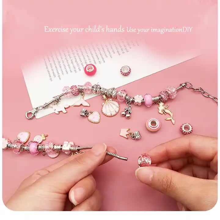 DIY Charm Bracelet Making Kit - Colorful Beads and Charms Set with Storage Box(66PCS) V888-ELOSUNG10987