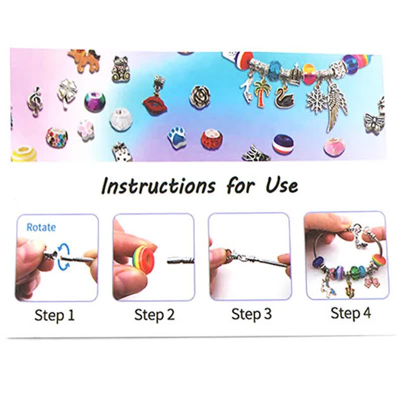 DIY Charm Bracelet Making Kit - Colorful Beads and Charms Set with Storage Box(66PCS) V888-ELOSUNG10987