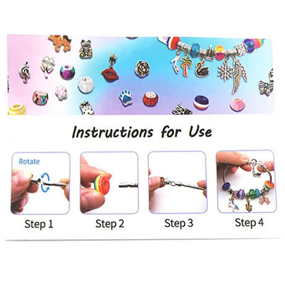 DIY Charm Bracelet Making Kit - Colorful Beads and Charms Set with Storage Box(66PCS) V888-ELOSUNG10987