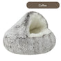 Cozy Coffee Plush Hooded Pet Bed - Ultra Soft Long Fur Cave Bed for Small Pets 50cm V888-ELOSUNG11041