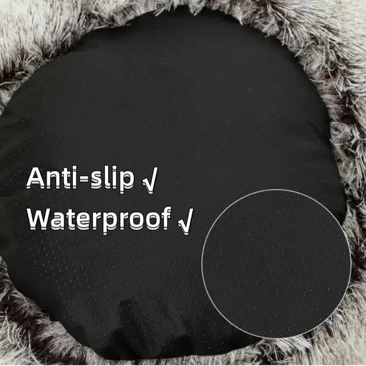 Cozy Coffee Plush Hooded Pet Bed - Ultra Soft Long Fur Cave Bed for Small Pets 50cm V888-ELOSUNG11041