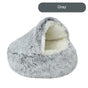 Cozy Gray Plush Hooded Pet Bed - Ultra Soft Long Fur Cave Bed for Small Pets 50cm V888-ELOSUNG11044