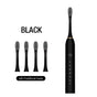 X-3 Sonic Electric Toothbrush, 4 Replacement Brush Heads, and USB Charging Cable - Sleek Black Design V888-ELOSUNG11064