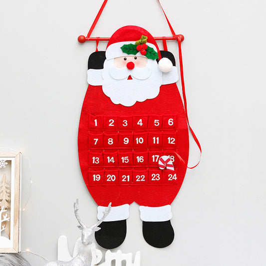 Santa Claus Advent Calendar - Felt Christmas Countdown with 24 Pockets for Kids V888-ELOSUNG11072