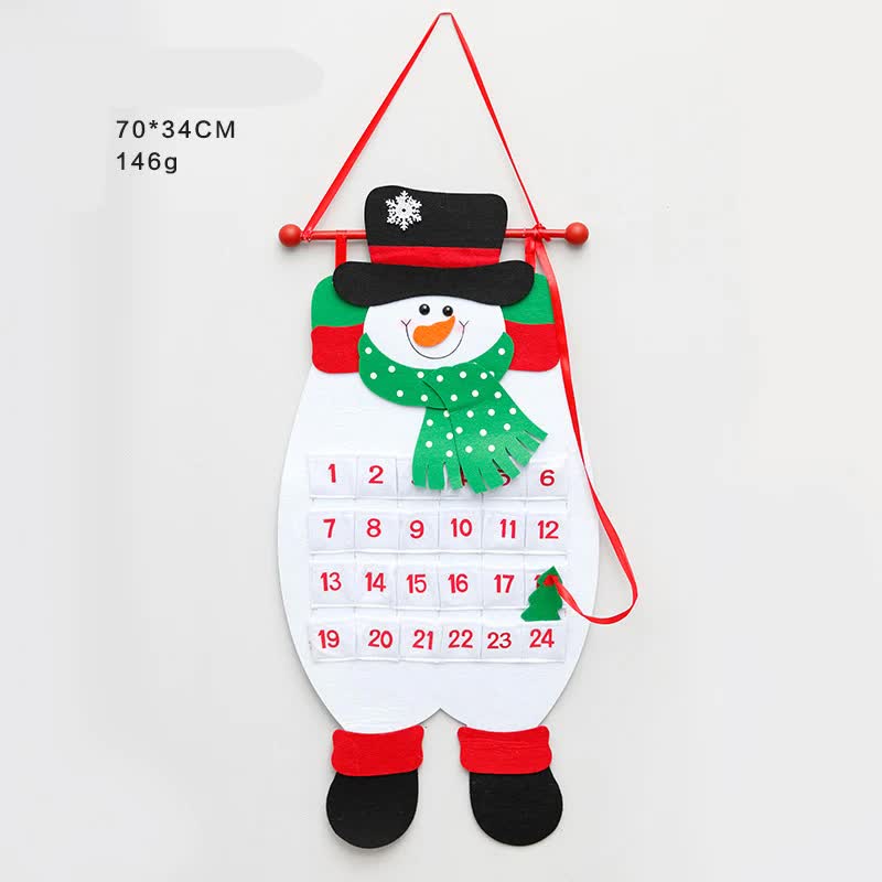 Snowman Advent Calendar - Felt Christmas Countdown with 24 Pockets for Kids, Wall Hanging Decor V888-ELOSUNG11073