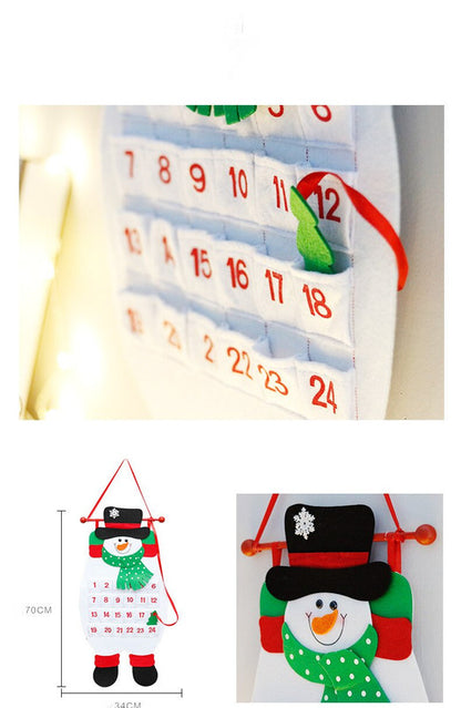 Snowman Advent Calendar - Felt Christmas Countdown with 24 Pockets for Kids, Wall Hanging Decor V888-ELOSUNG11073