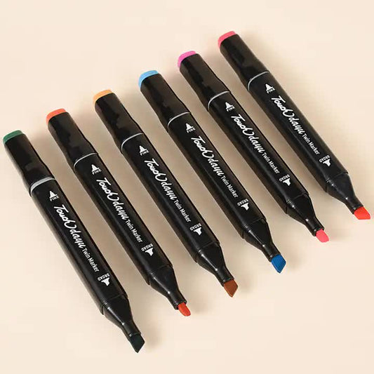 Professional Dual-Tip Marker Set - 100 Colors with Color-Coded Caps for Easy Identification V888-ELOSUNG11110
